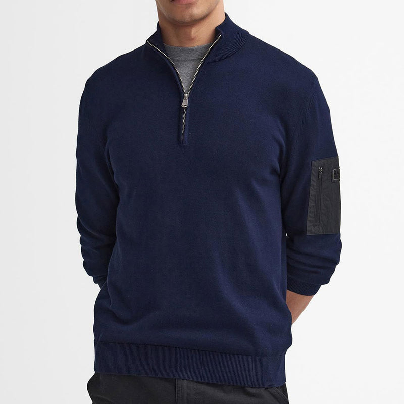 Barbour International Blades Cotton Half Zip Jumper Navy