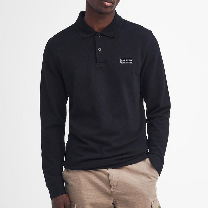 Barbour International Essential Long Sleeve Polo Shirt Black