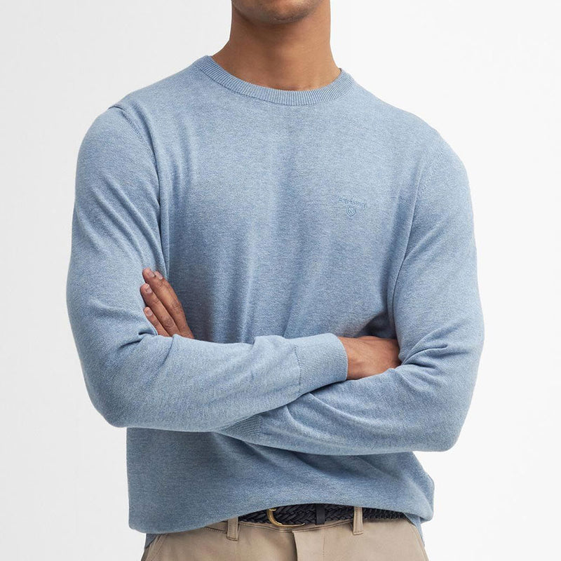 Barbour Pima Cotton Crew Neck Jumper Mineral Blue