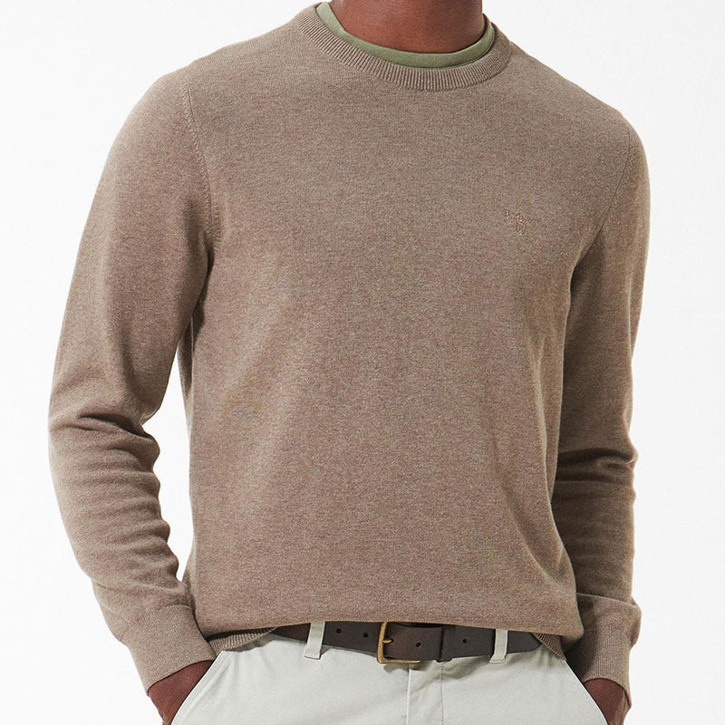 Barbour Pima Cotton Crew Neck Jumper Military Brown