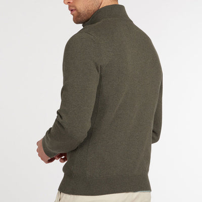 Barbour Cotton Half Zip Jumper Olive Marl