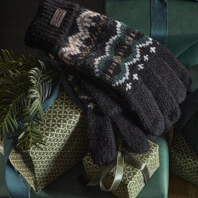 Barbour Case Fairisle Gloves Green Loch