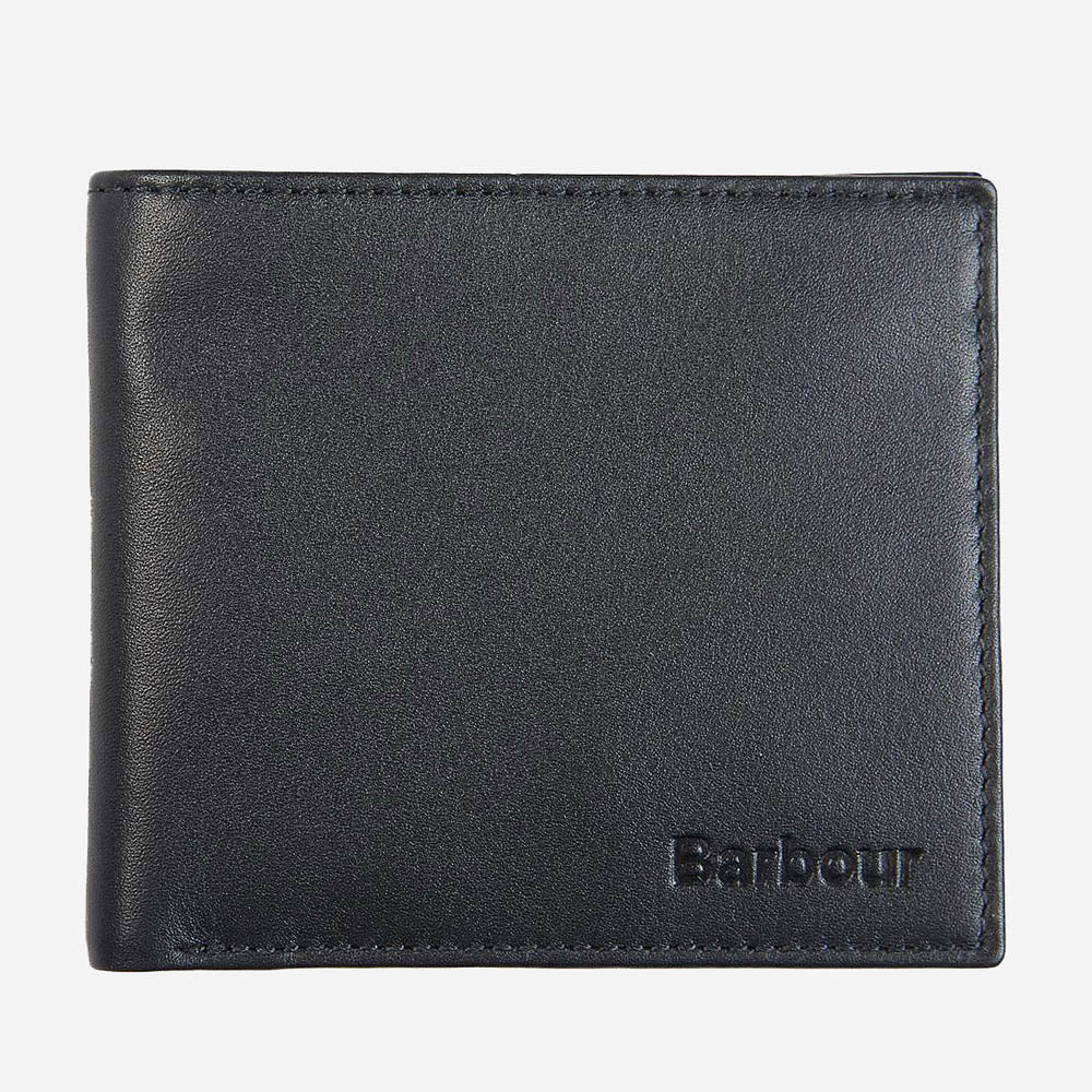 Barbour Colwell Billfold Leather Wallet Black and Classic Tartan