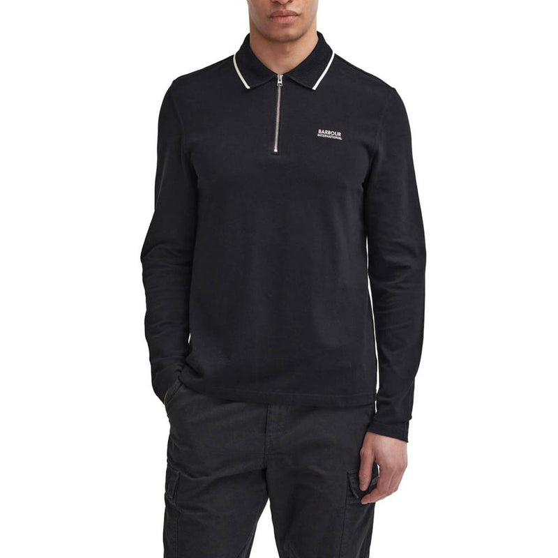 Barbour International Hampstead Long Sleeve Polo Shirt Black