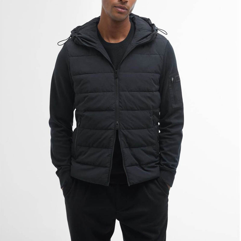 Barbour International Stanley Hooded Quilted Sweatshirt Black