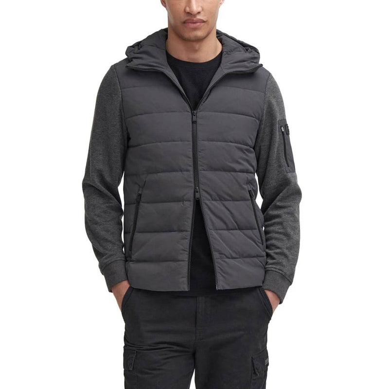 Barbour International Stanley Hooded Quilted Sweatshirt Charcoal Marl