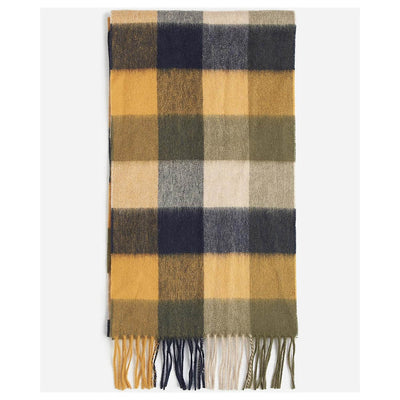 Barbour Large Tattersall Lambswool Scarf Forest Mist