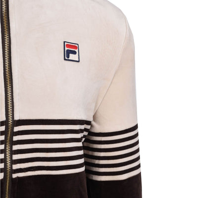 Fila Vintage Merrick Stripe Velour Track Top Jacket Fila Silver Lining / Coffee Bean