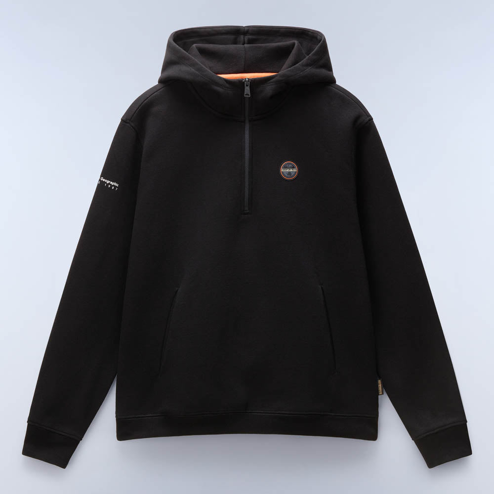 Napapijri Badge Half Zip Up Hoodie Black