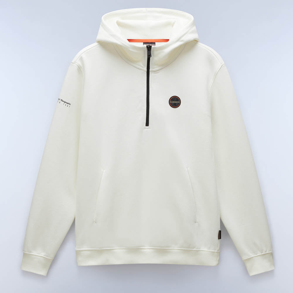 Napapijri Badge Half Zip Up Hoodie White Heron