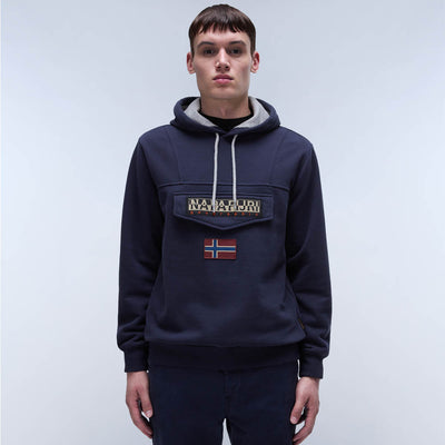 Napapijri Burgee Winter 3 Logo Hoodie Blue Marine