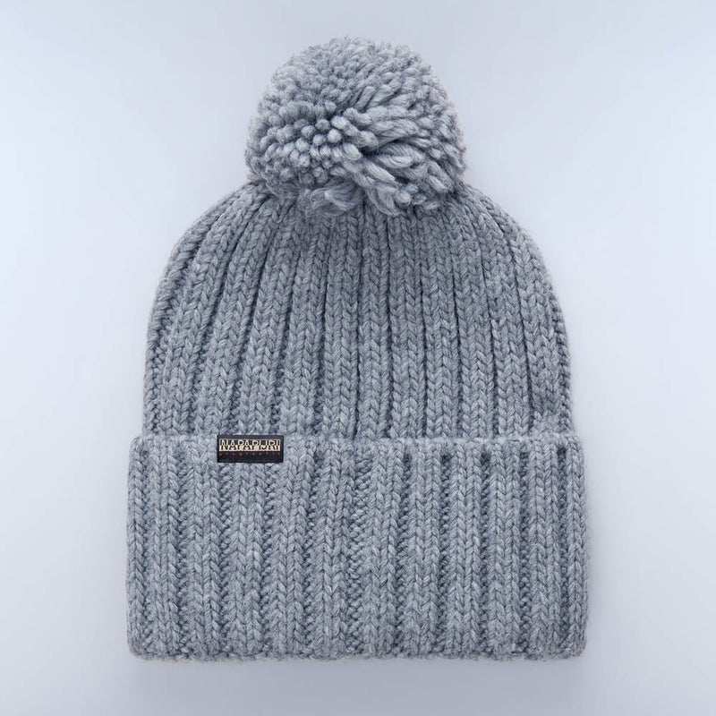 Napapijri Semiury 5 Bobble Beanie Hat Medium Grey Marl