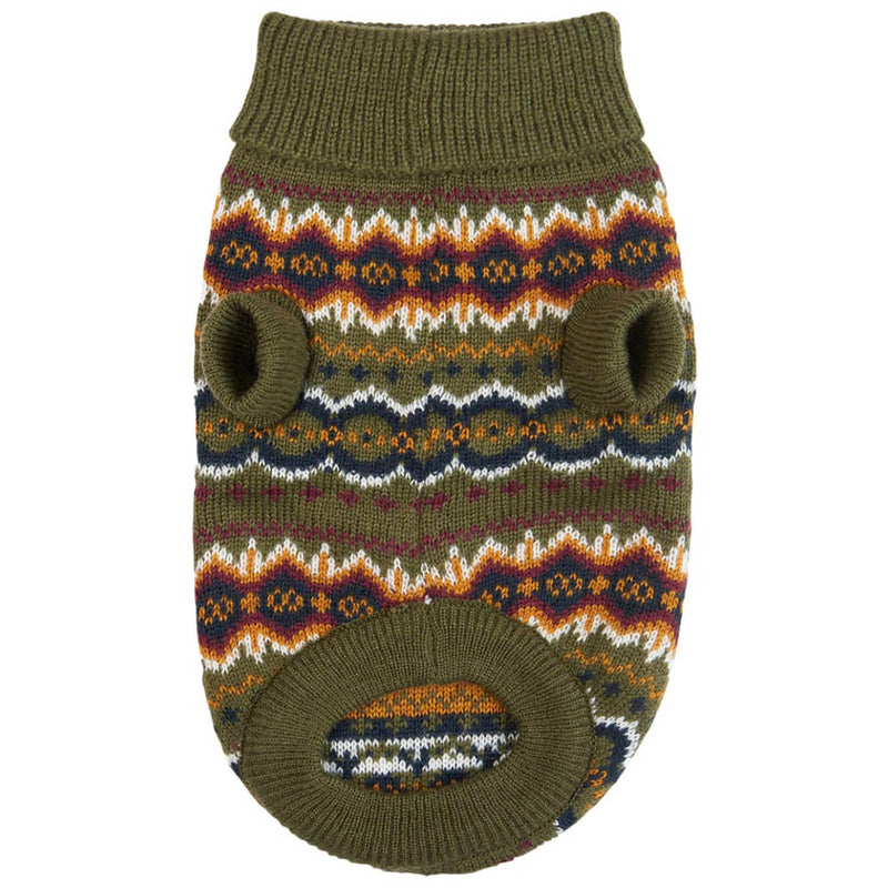 Barbour Case Fair Isle Dog Jumper Olive Medium