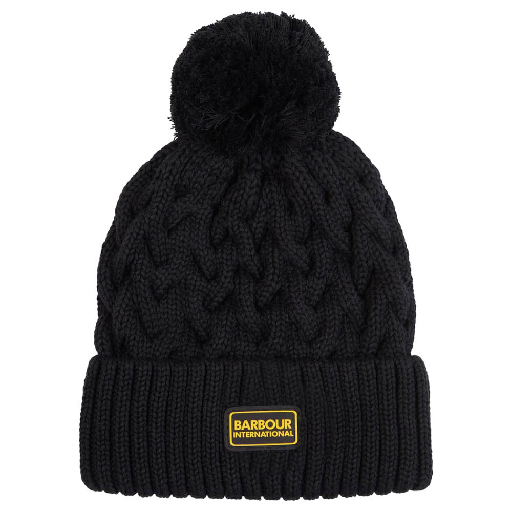 Barbour International Men s Drift Cable Bobble Beanie Black Smart Ass Menswear